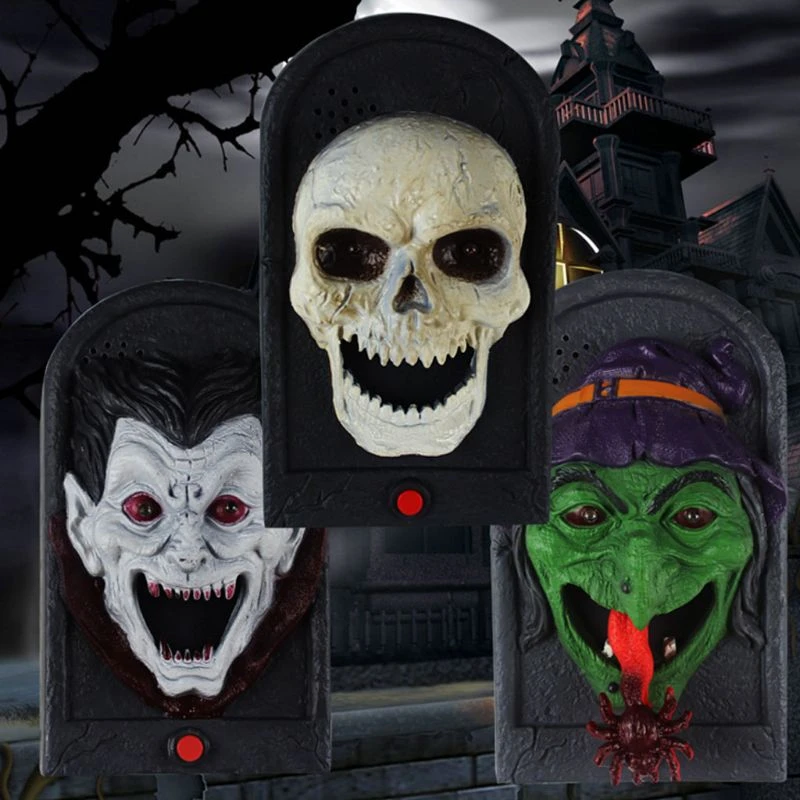 ハロウィンドアベル恐怖小道具頭蓋骨魔女吸血鬼怖い音ライト用パーティーバードアの装飾子供のギフトのおもちゃ Gags Practical Jokes Aliexpress