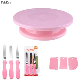 

1 Set Cake Turntable Stands With 2 Icing Spatula 3 Smoother Confectionery Cake Decorating Cake Accessories Baking Pastry Tool