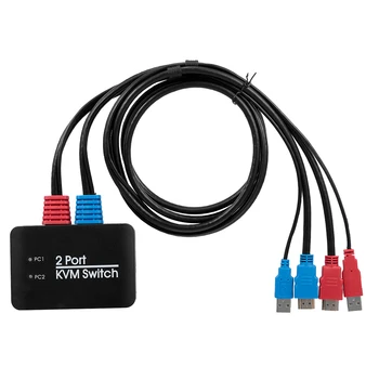 

2 Port KVM Switch USB2.0 4K Control Mouse&Keyboard Multiple PC Support U Disk Hot-key Switching LED Switch Channel IR Remote