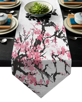 

Cherry Blossoms Butterfly Tree Flower Table Runner Table Flag Home Party Decorative Tablecloth Table Runners