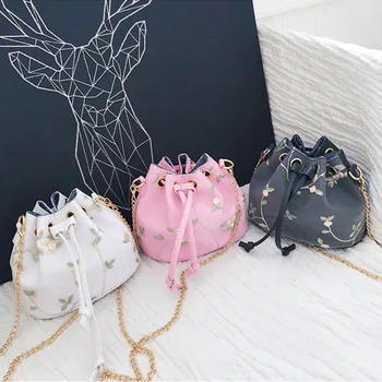

Women's Bag Customized Embroidery High-quality Beautiful Design Rope Drawstring Pocket Diagonal&shoulder Bags Mini Wild