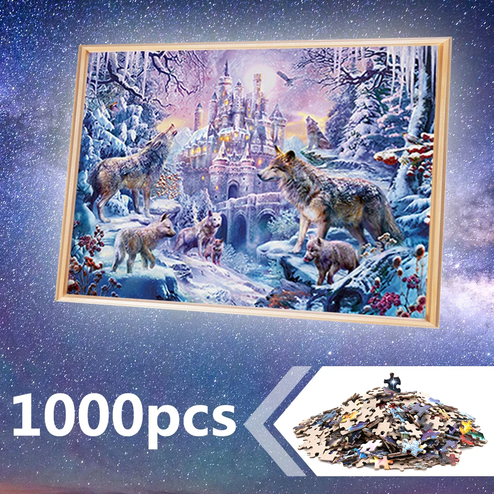 6 стилей 1000 шт. головоломки волк замок Бумага Головоломка Развивающие игрушки 75 х