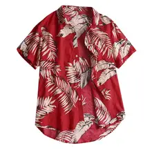 Новая Гавайская Мужская рубашка с коротким рукавом с принтом, повседневный свободный Пляжный топ с воротником на пуху, Комфортный топ для мужчин, большие размеры M-5XL