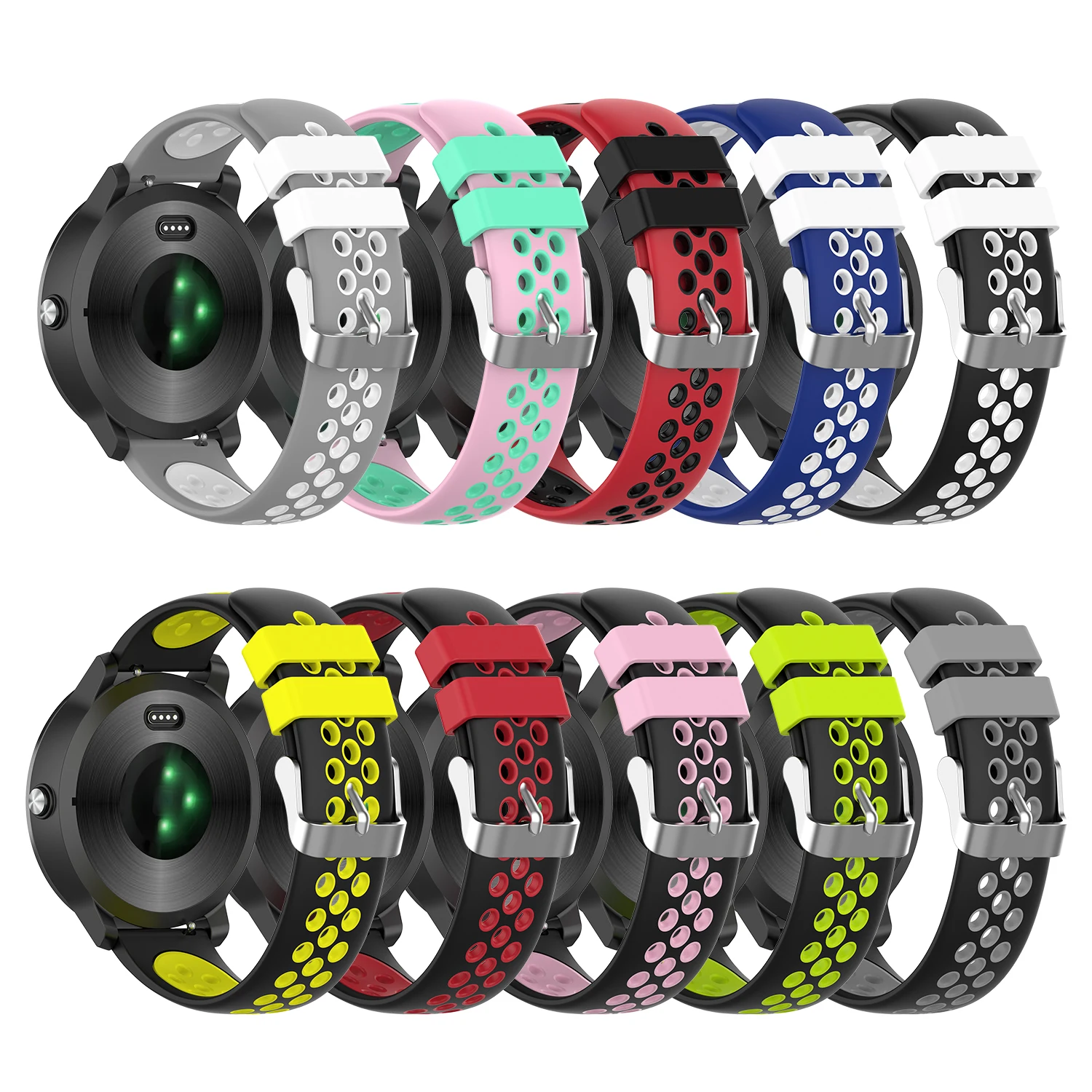 Силиконовый ремешок 20 мм для Garmin Vivoactive 3/Vivoactive 3 music/Benz/Vivomove HR/Forerunner 245 245M 645 Music Correa |