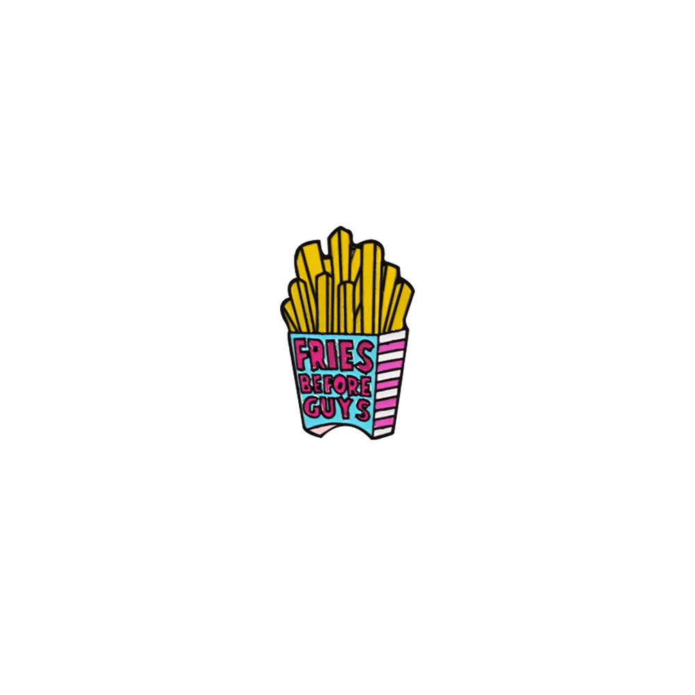 fries before guys Мультфильм булавки репеллент броши в виде картофеля фри Забавный Милый удалитель спрей эмаль булавки очистки джинсовая сумка со значком для женщин ювелирные изделия нагрудные булавки - Окраска металла: fries before guys