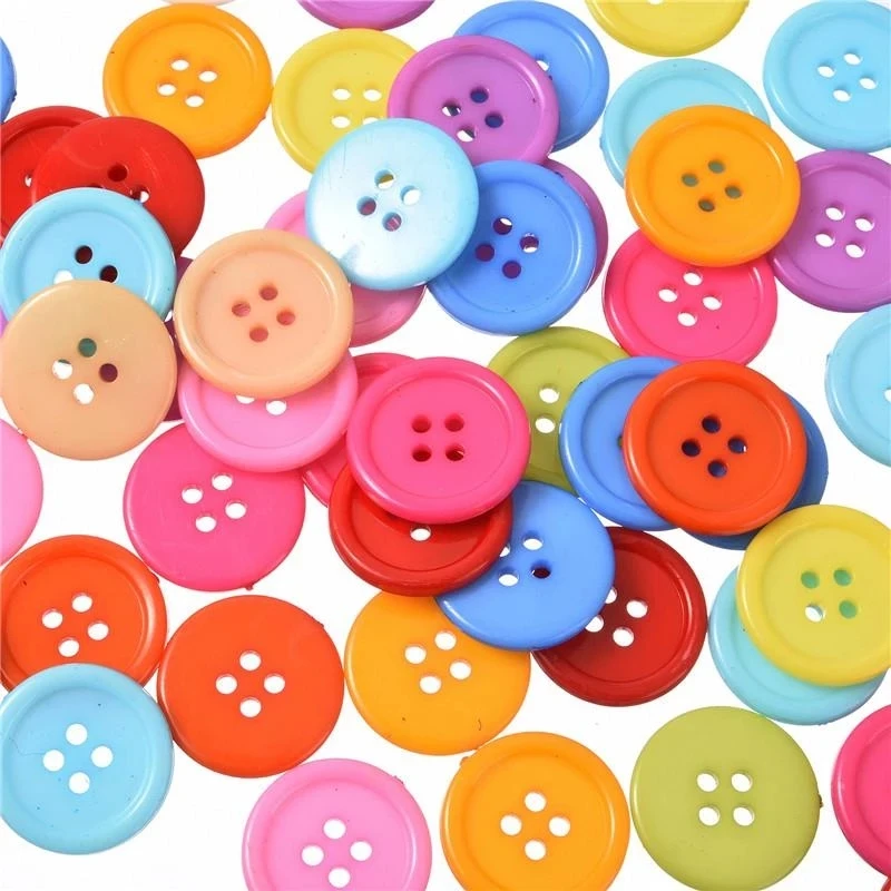 

50/100PCs 9/11/15/20/25/30mm Mix Color Overcoat Plastic Button 4 holes Craft Sewing Children's Garment Sewing Notions