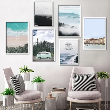

Mountain Sea HD Picture Scandinavian Travel Poster Modern Print Nature Scenery Wall Art Canvas Painting on the Living Room Decor