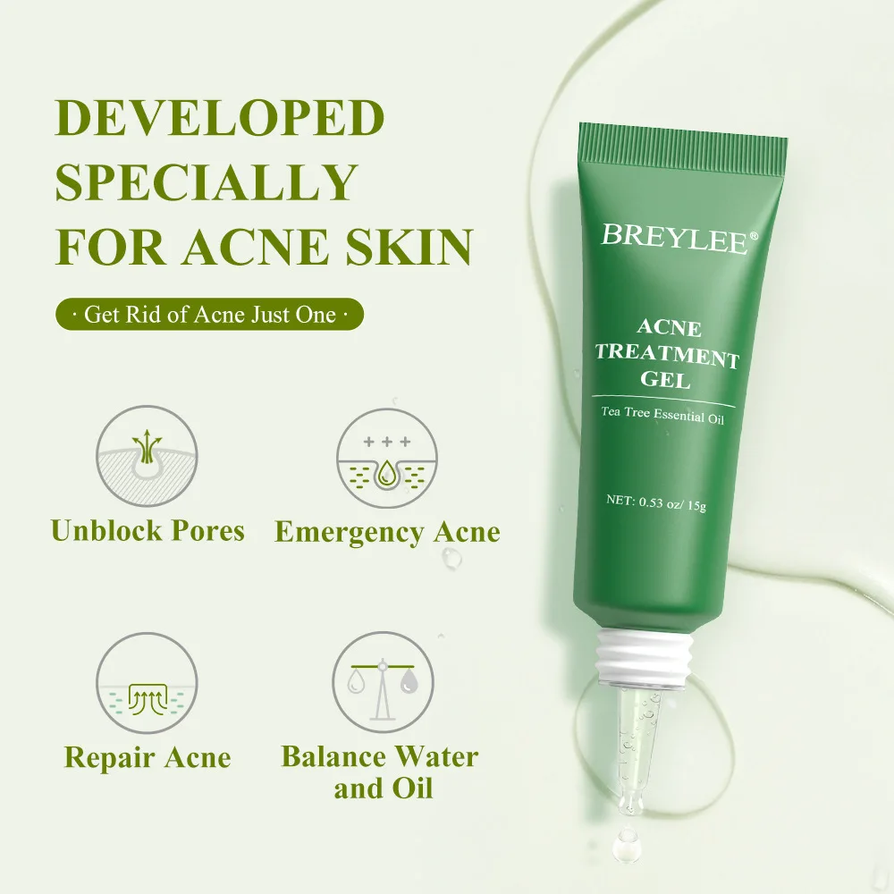 15ml BREYLEE Tea Tree Acne Removal Gel Face Cream Treatment Fade Spots Oil Control Shrink Pores Moisturizing Skin Care |