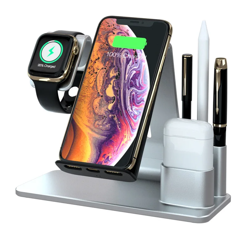 Беспроводное зарядное устройство Qi 3 в 1 10 Вт подставка для iPhone X 8 Samsung Быстрое