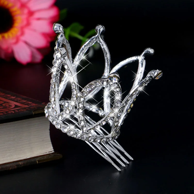 

Mini Women Lady Girl Rhinestone Crown Bridal Tiara Hair Comb Pin Wedding Party