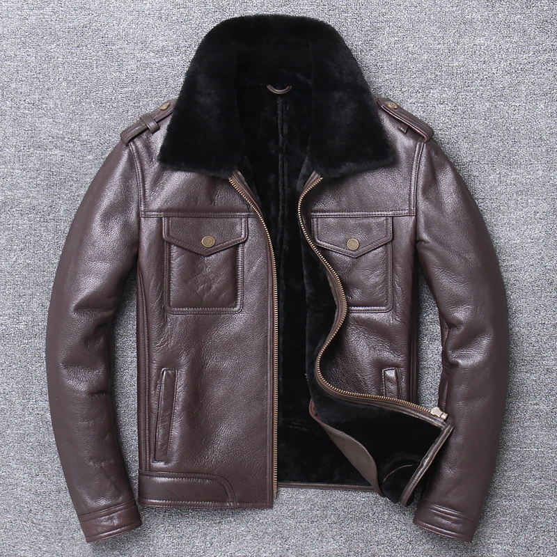 

Free shipping,2019 Winter Sheep fur coat,100% wool Shearling,thick warm leather jacket,mens sheepskin coat.casual jackets.