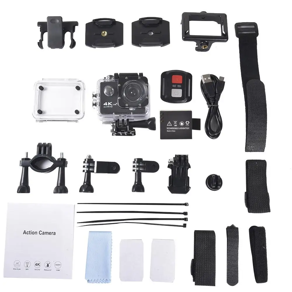Экшн-камера 4K Ultra HD 1080 P, 2 дюйма, 170 градусов, широкоугольная, водонепроницаемая, 12 Мп, Wi-Fi, камера для записи видео, s, Спортивная камера