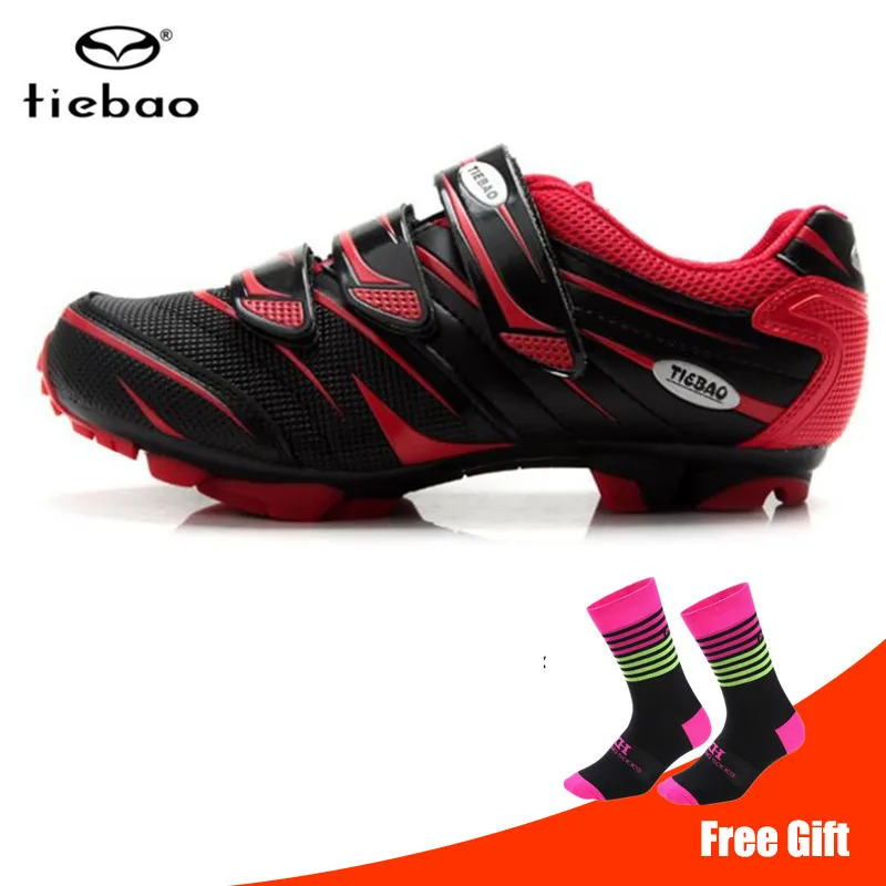 add socks TIEBAO обувь для велоспорта sapatilha ciclismo mtb spd Красный горный велосипед мужские кроссовки женские zapatillas deportivas mujer велосипедная обувь - Цвет: add socks