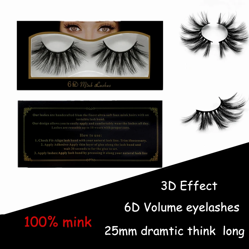 1 Pair 25MM Crazy Lashes Dramtic 6D Mink Hair False Eyelashes Wispies Fluffy Full Strips Long Handmade Eye Faux | Красота и здоровье