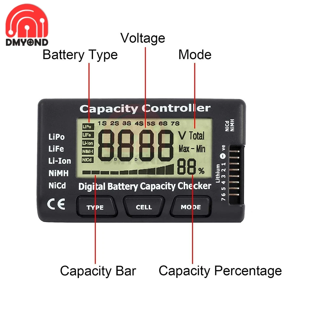 17SDigitalBatteryCapacityDetectorPowerDisplayLCDCheckerTesterVoltageControllerLiPo