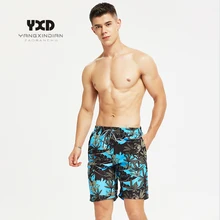 

Plus size Quick Dry Plant Print Running Shorts Men Swimsuit Man Swimwear Mens Short Pants Surf Joggers Sport Gym Beach Wear Mans