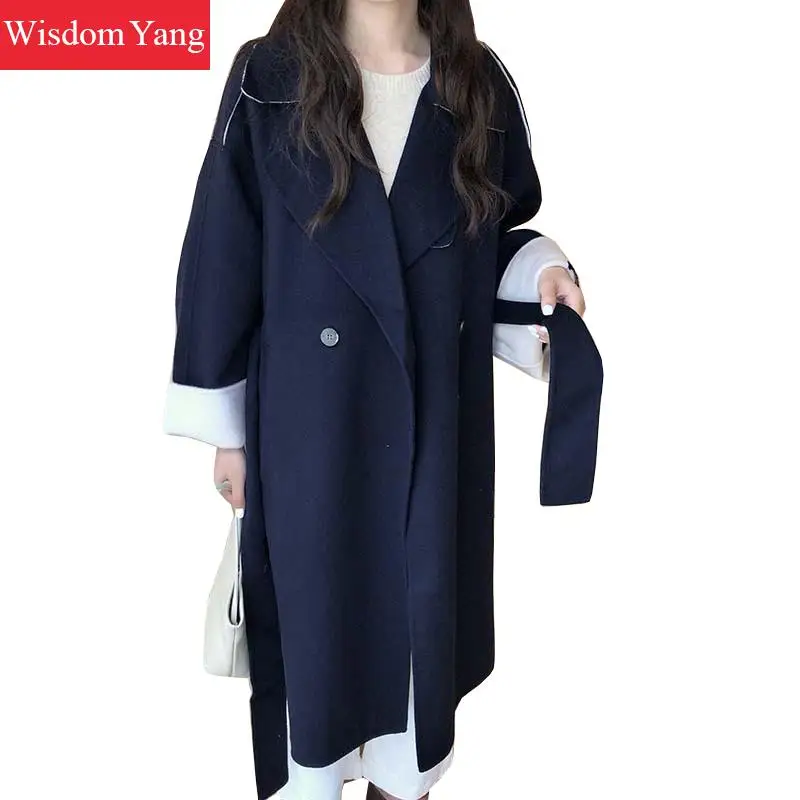 

Winter Fur Coat Women Beige Black Sheep Wool Trench Cashmere Woolen Coats Oversized Ladies Woollen Overcoat Coat Outwear Clothes