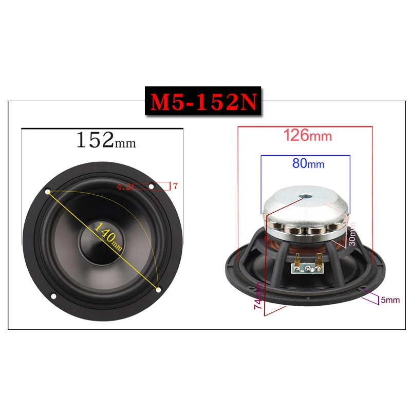 Unidade de Alto-falante Hifidiy Viver Alta Fidelidade 6.6.5inch120 - 153 182mm Puro Freqüência Completa Midrange 8ohm 50w100w 120 w Altifalante Midbass m4 5 6n 4 - Image 3