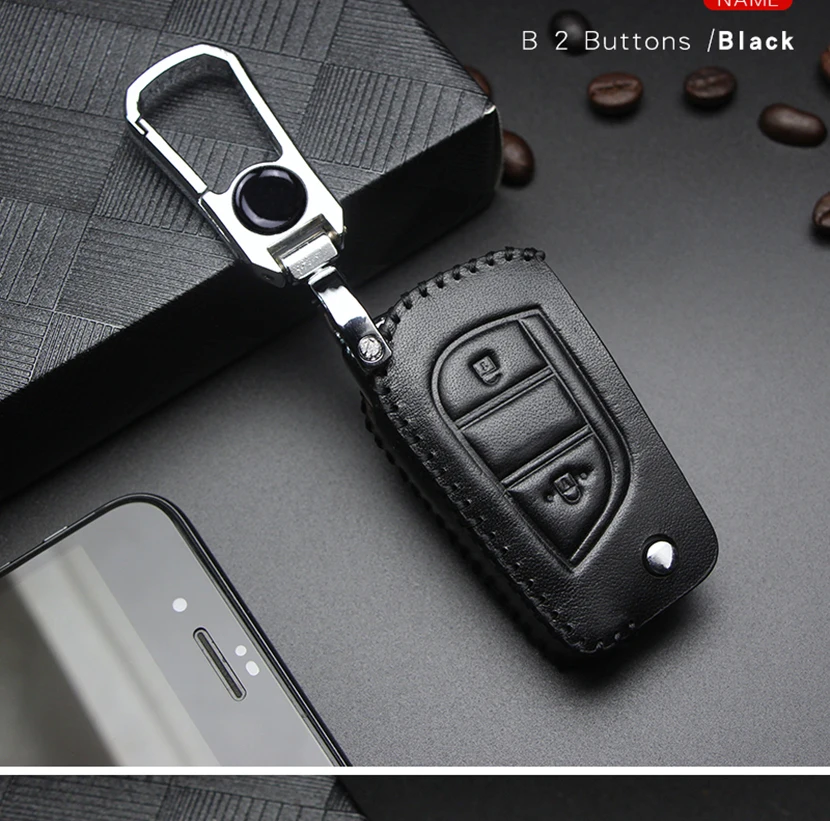 Кожаный чехол для ключей автомобиля для Toyota Auris Corolla Avensis Verso Yaris Aygo Scion TC IM Hilux Fortuner Land Cruiser