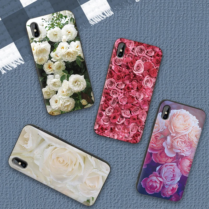 

White roses Soft TPU Case For Apple iPhone X XR XS MAX 5 5S 5C SE 6 6S 7 8 Plus ipod touch 5 6 Silicone Case Cover