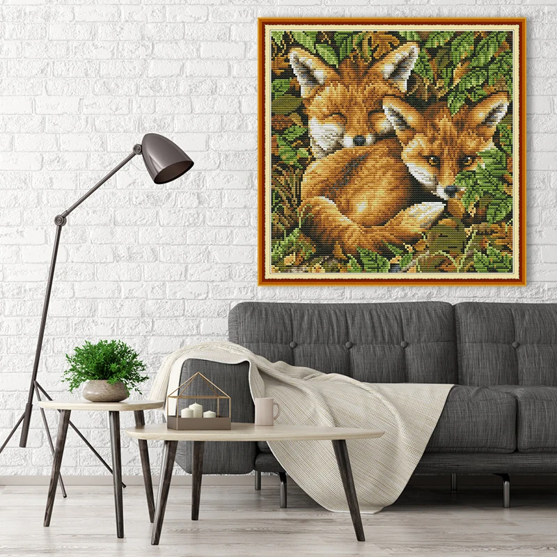 Joy Sunday Two Fox Счетный Аида холст 14CT и 11CT наборы для вышивки крестиком DIY ручная вышивка изделия с вышивкой для домашнего декора набор