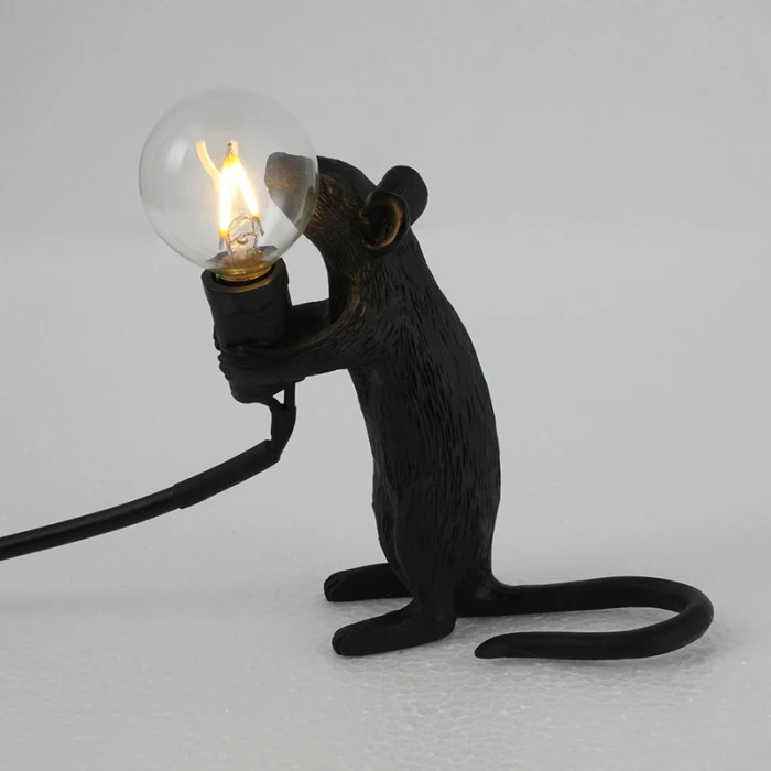 Настольная лампа в форме мыши, Настольный светильник из смолы, прикроватный светильник, домашний декор для комнаты, FAS6
