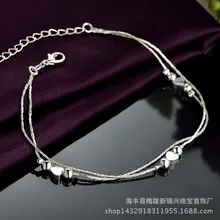 Новые ювелирные изделия Ruixing, летний тренд, серебряные аксессуары для женщин, корейский стиль, шикарный ножной браслет в форме сердца