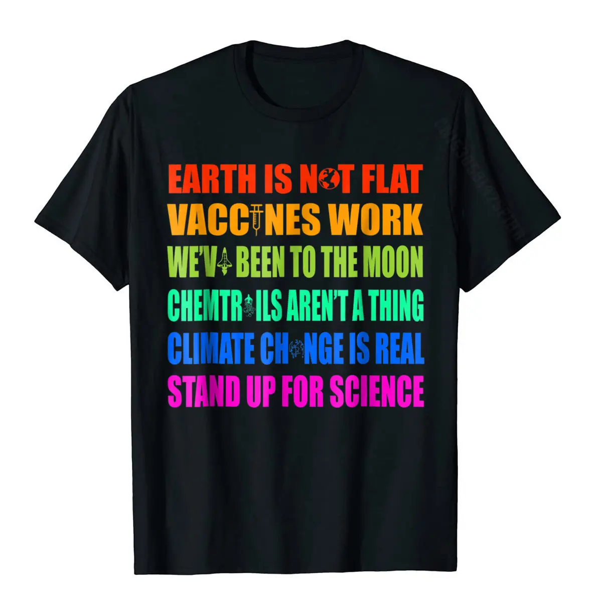 Tops Tees Personalized Summer/Autumn New Coming Design Short Sleeve Cotton Fabric Crewneck Male Tshirts Design Clothing Shirt Earth Is not F at Vaccines Work Shirt Science Shirt__1065 black