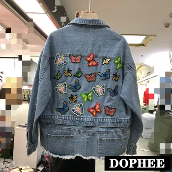 

Cowboy Coat Women 2020 Spring and Autumn New Heavy Embroidery Butterfly Decoration Loose Denim Coat Jeans Jackets