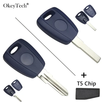 

OkeyTech Replacement Transponder Fob Key Fit For Fiat 500 Bravo Punto Ducato Daily Scudo With T5 Chip SIP22/GT15R Uncut Blade