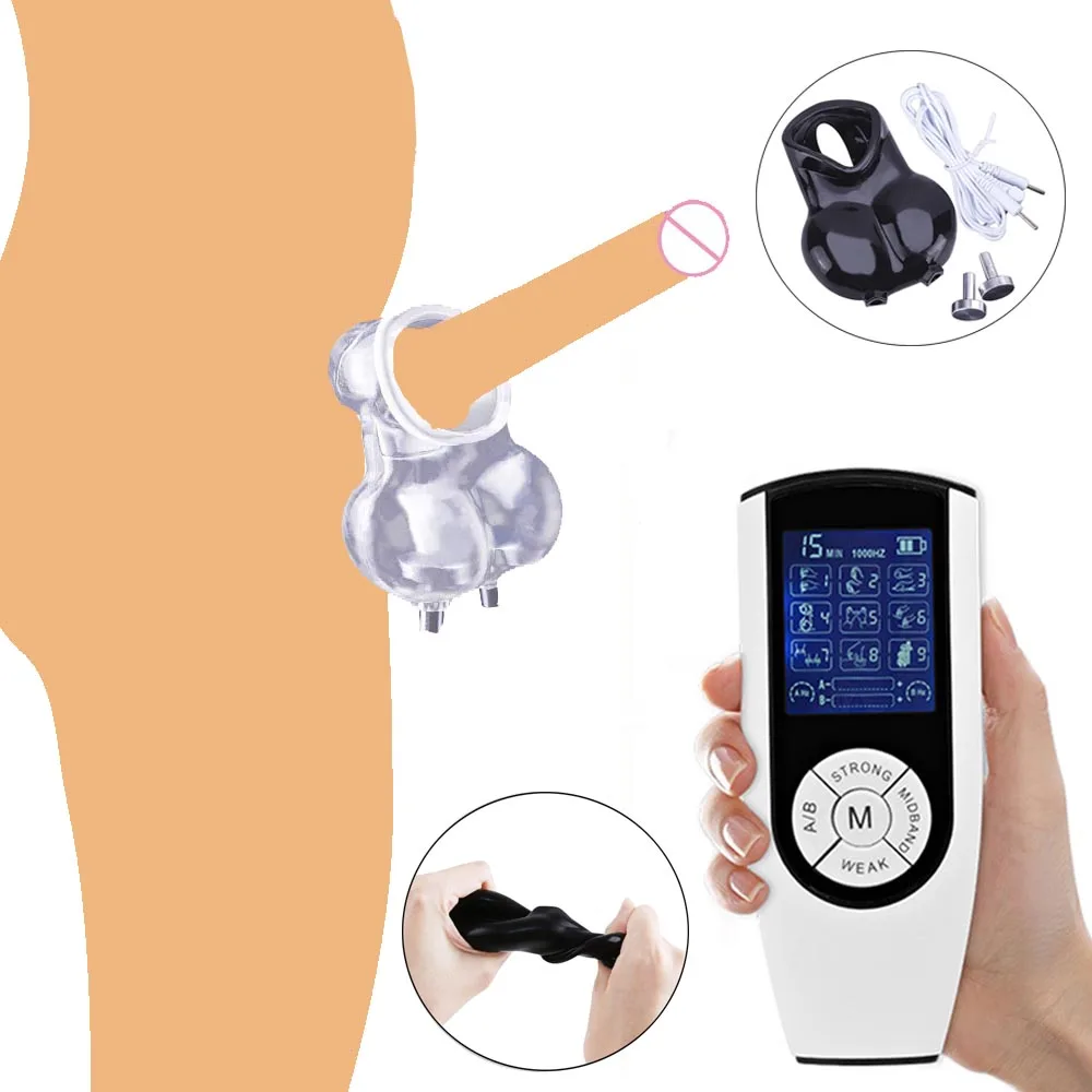 Electro Shock Scrotum Ring Sex Ball Stretcher Cock Squeeze Penis Lock Chastity Device Toys For Men Masturbator | Красота и здоровье