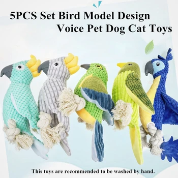 

5PCS Set Pet Vocal Toy Squeak Molar Toys Birds Parrot Peace Corduroy Plaything Bauble Dog Teeth Toys