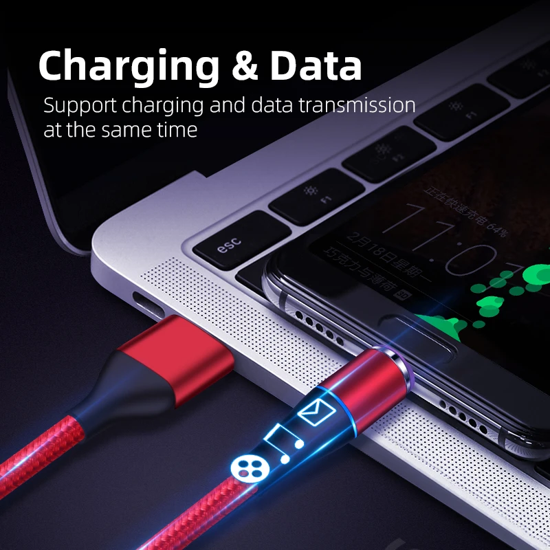 5А 3 в 1 быстрый Магнитный кабель для зарядки телефона USB шнур для Micro USB iPhone samsung type C 1 м светодиодный телефон планшет зарядка и синхронизация данных