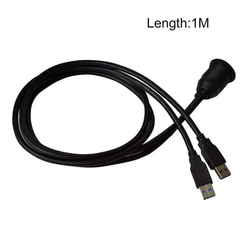 1M USB 2,0 порт папа-мама Удлинительный кабель Водонепроницаемый Заподлицо Двойной USB док-станция адаптер приборной панели Пан для автомобиля мотоцикла - Название цвета: 1M