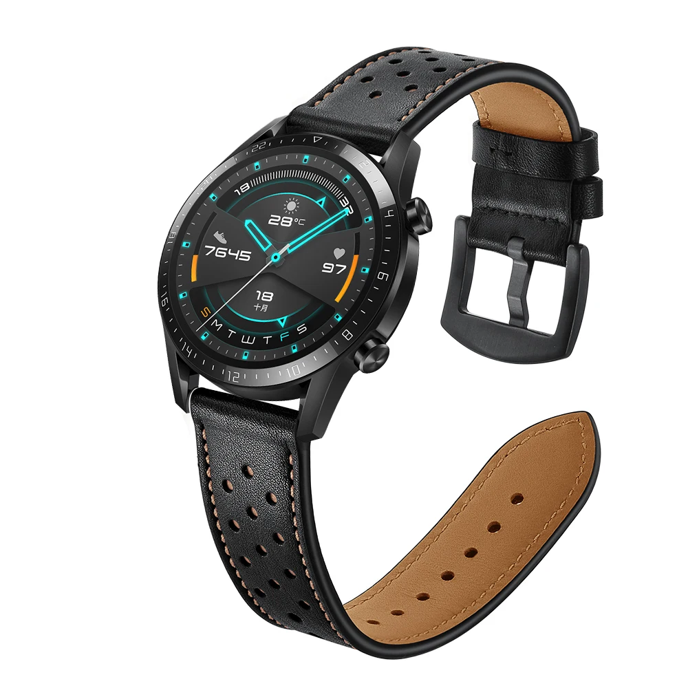 Кожаный ремешок для часов HUAWEI GT 2 46 мм ремешок для HONOR Magic/MagicWatch 2 Сменные аксессуары