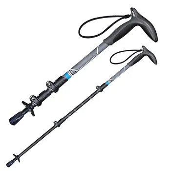 

Crutch Carbon Fiber Trekking Pole Lock T Handle Ultra Light Folding Travel Trekking Pole Outdoor Hiking P9