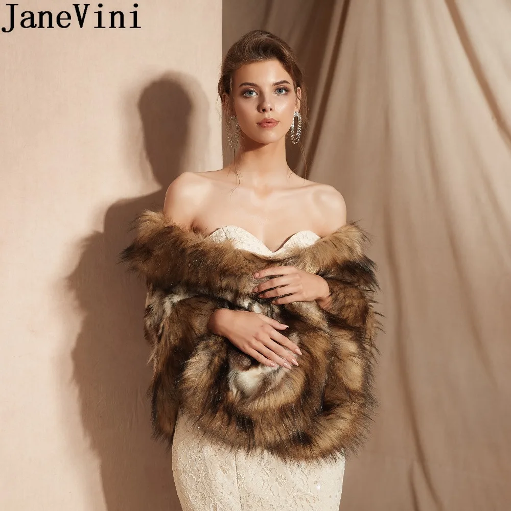 JaneVini, модное женское зимнее пальто для свадьбы из искусственного меха, сексуальная леопардовая Свадебная шаль, жакет, вечернее платье, меховая накидка