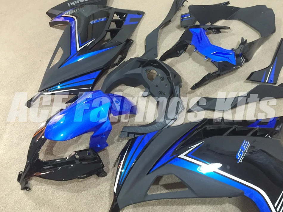 ABS обтекатель комплект для Kawasaki Ninja300 EX300 300R 2013, 13, 14, 15, 16, 17, Обтекатели на заказ; цвет черный, синий хорошее