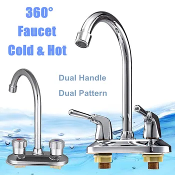 

360 Rotation Basin Faucet Spout Kitchen Tap Dual Handle Water Faucet Sink Basin Cold Hot Mixer Tap Bathroom Kitchen Faucet