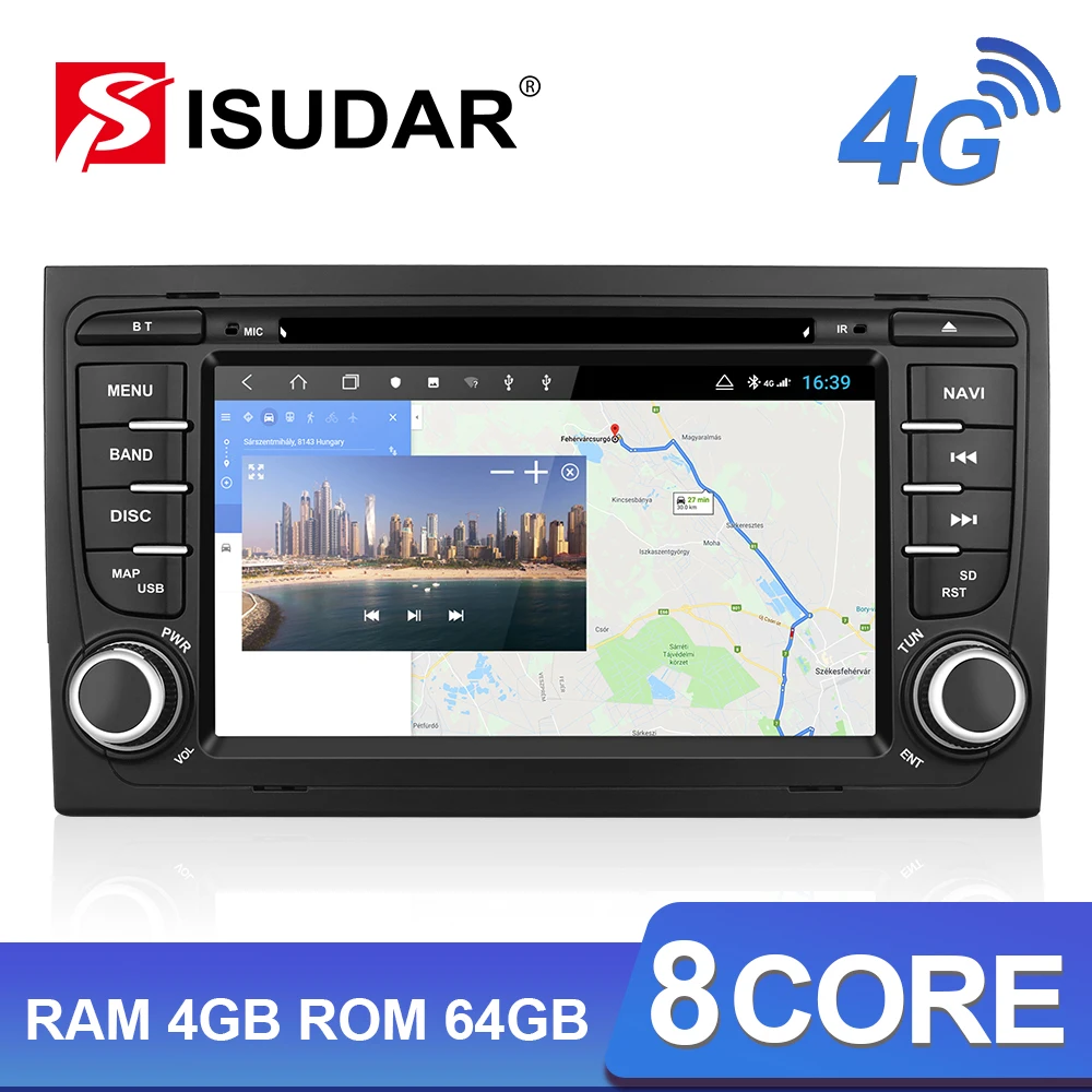 Sale Isudar H53 Car Multimedia Player 2 Din Auto Radio Android For Audi/A4/S4 2002-2008 GPS DVD 8 Core RAM 4GB ROM 64GB DVR DSP 1