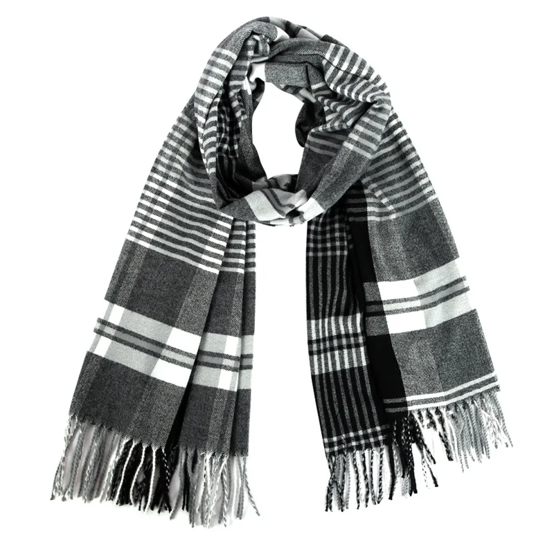 FOXMOTHER, новинка, Foulard Femme, кашемировые шарфы с кисточками, шотландская шаль, зимний шарф, Женский клетчатый шарф, Женский Мужской пашмины - Цвет: Белый