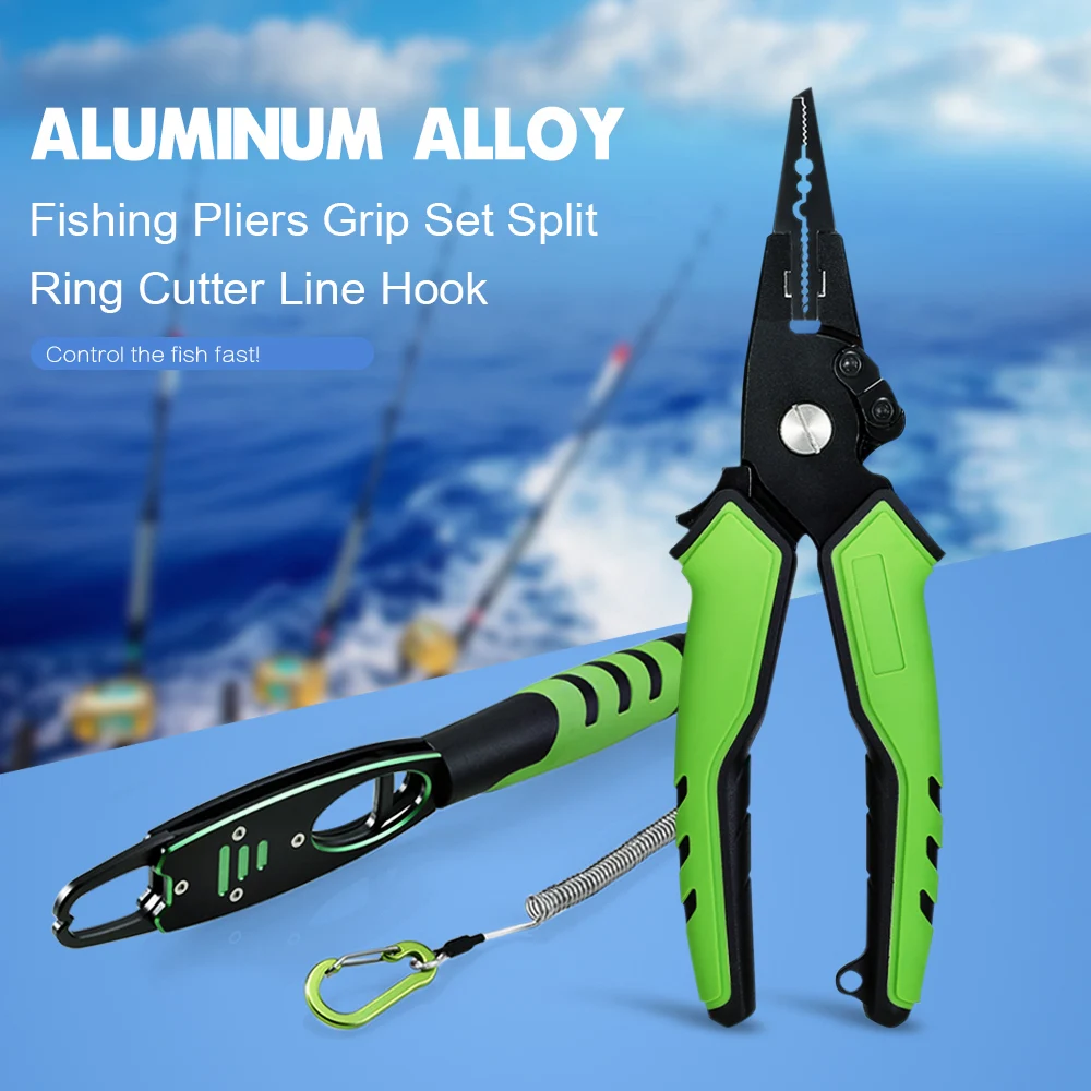 

Aluminum Alloy Fishing Pliers Grip Set Split Ring Cutter Line Hook Fishing Tackle Tools New Arrival