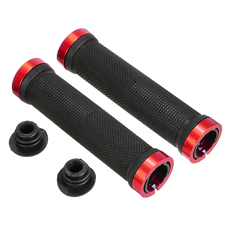 1Pair 13cm Bicycle Grips Bike Handlebar Grips Lock-on Fixed Gear Rubber Aluminum Alloy Handlebar Handle Bar End Bicycle Part
