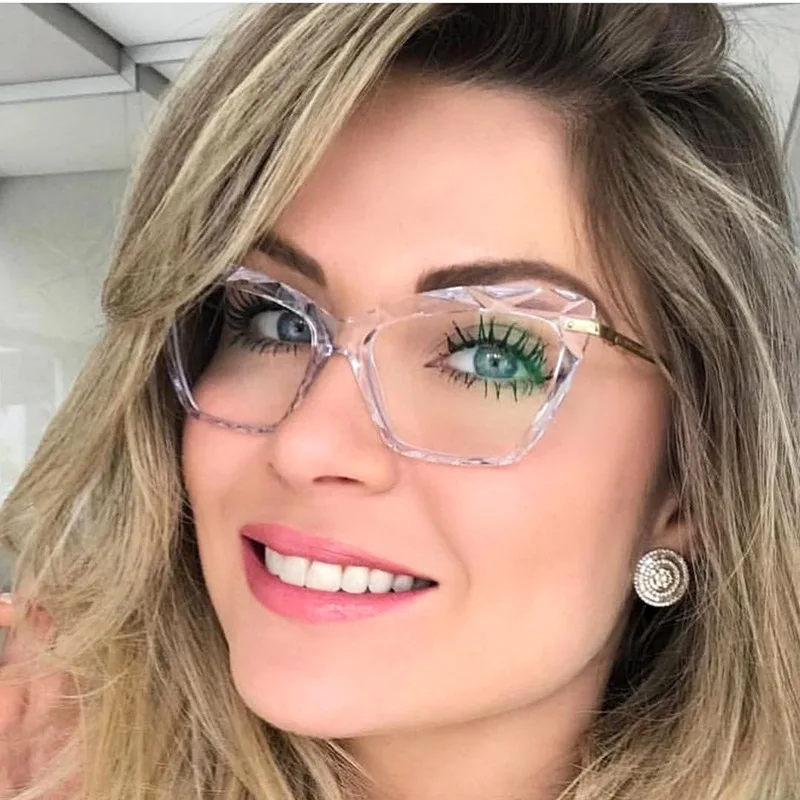 

Trending Square Women reading Glasses Frame Crystal Multi-section Brand Design Optical Computer Glasses Oculos De Sol Eyewear