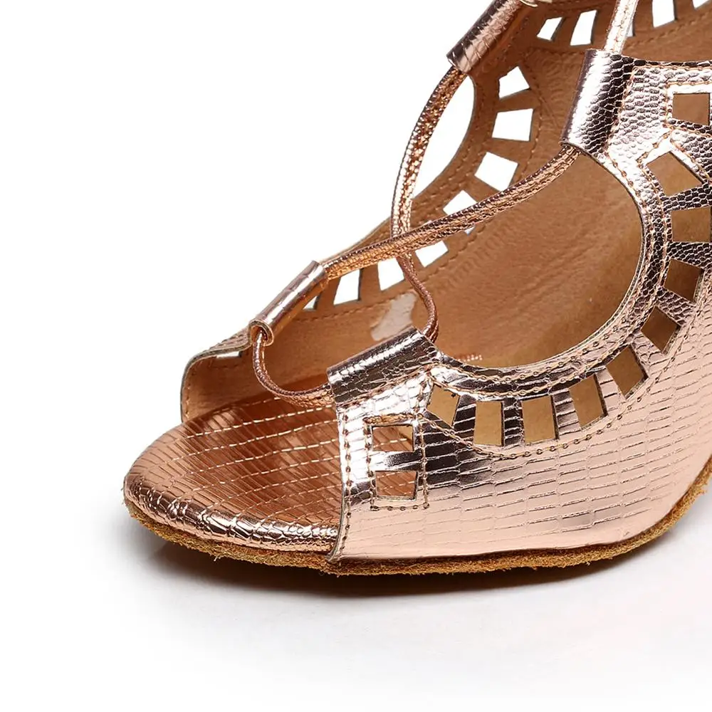 Женские блестящие туфли для латиноамериканских танцев из ПУ кожи с открытым