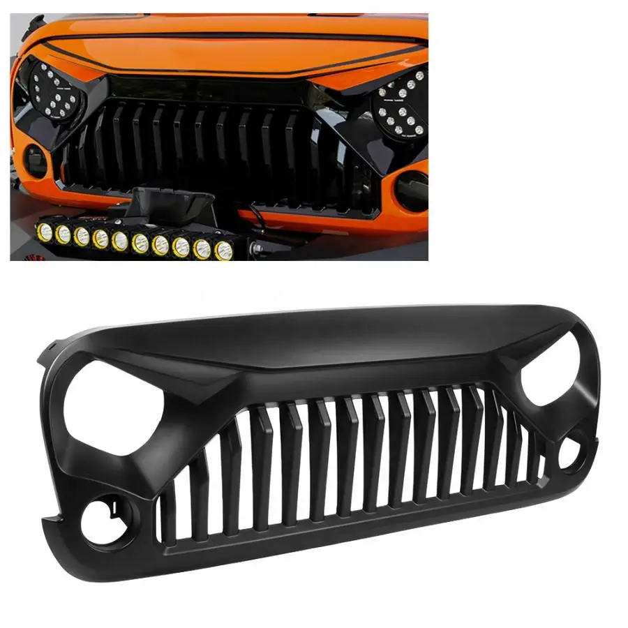 Черный капот Передняя решетка ABS Подходит для Jeep Wrangler JK 2007 2008 2009 2010- автомобильный модифицированный аксессуар automovil