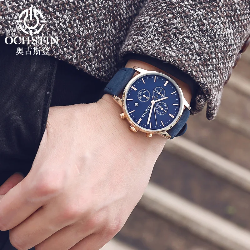 Cena OCHSTIN wielofunkcyjne męskie zegarki luksusowe marki wojskowe kwarcowe zegarki na rękę dla mężczyzn sportowe skórzane wodoodporne Relogio Masculino