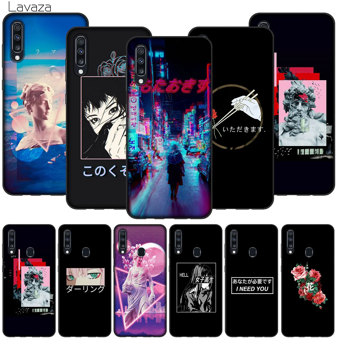 Sad Anime Vaporwave Aesthetic Soft Phone Case for Samsung Galaxy A70 A60 A50 A40 A30 A20 A10 A70S A50S A30S A20S A10S A20E |