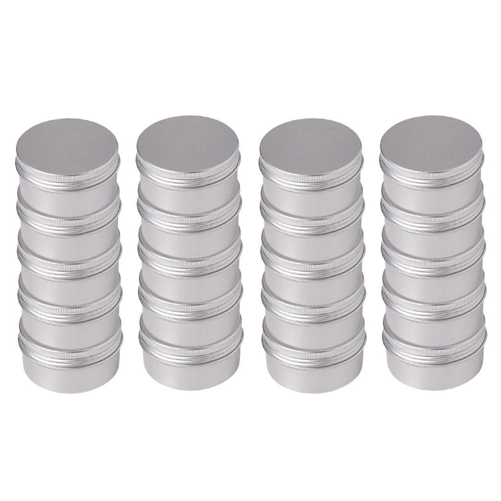 20pcs 80ml Empty Cosmetic Pots Lip Balm Container Jar Aluminum Tins with Spiral Screw for Cream Lip Balm Jewelry Beads Container