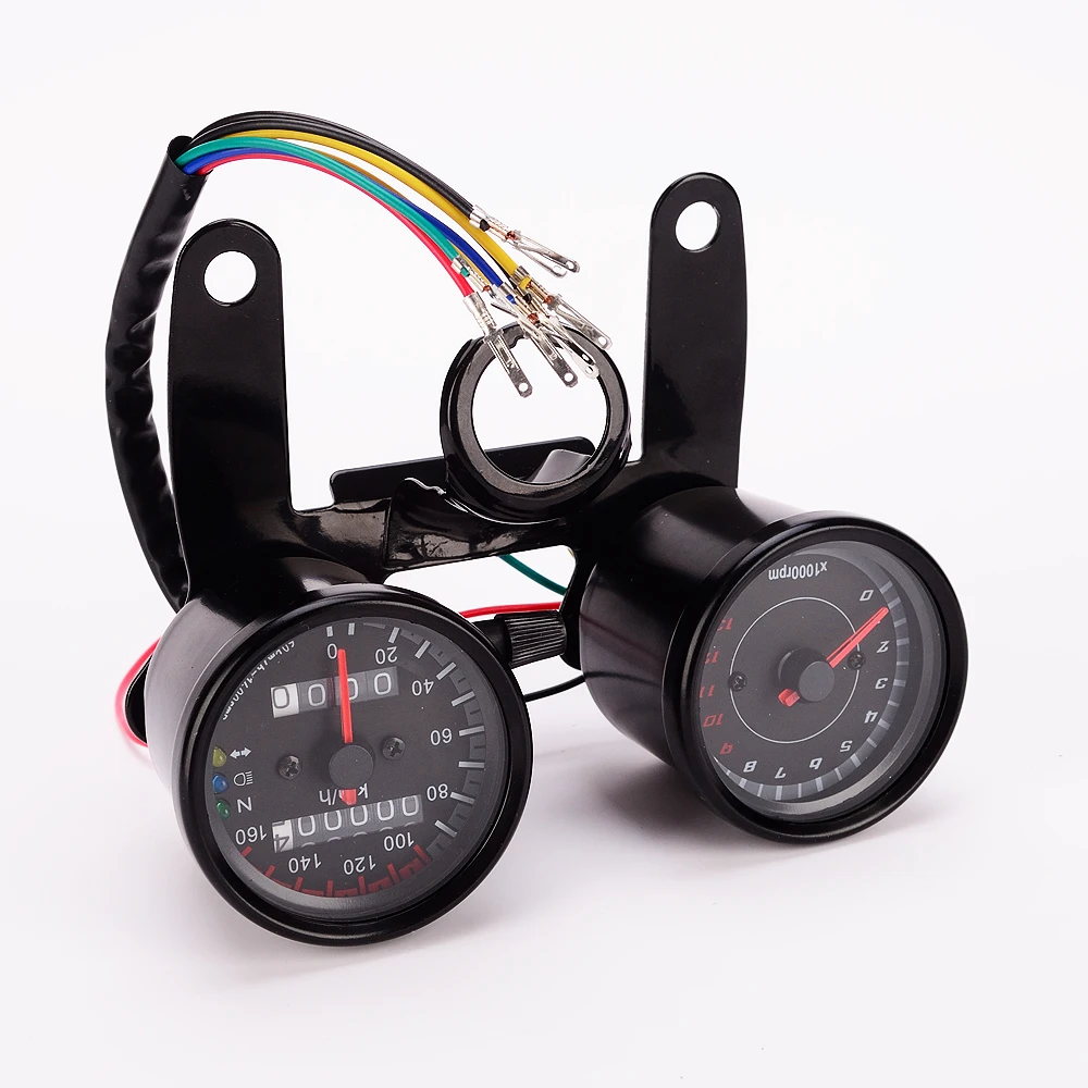 Универсальный мотоцикл светодиодный двойной одометр, спидометр, тахометр Speedo Meter